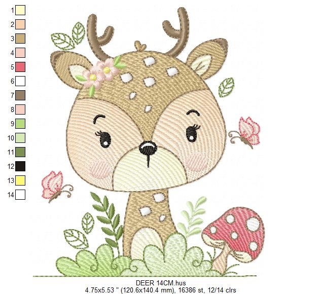 Deer embroidery design - Woodland Animal embroidery designs machine embroidery pattern - Newborn embroidery file - Baby girl embroidery