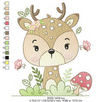 Laden Sie das Bild in den Galerie-Viewer, Deer embroidery design - Woodland Animal embroidery designs machine embroidery pattern - Newborn embroidery file - Baby girl embroidery
