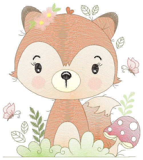 Red Fox embroidery designs - Woodland animal embroidery design machine embroidery pattern - Baby girl embroidery file - instant download PES