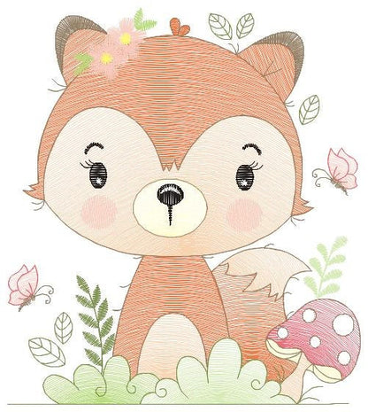 Red Fox embroidery designs - Woodland animal embroidery design machine embroidery pattern - Baby girl embroidery file - instant download PES