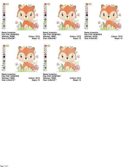 Red Fox embroidery designs - Woodland animal embroidery design machine embroidery pattern - Baby girl embroidery file - instant download PES