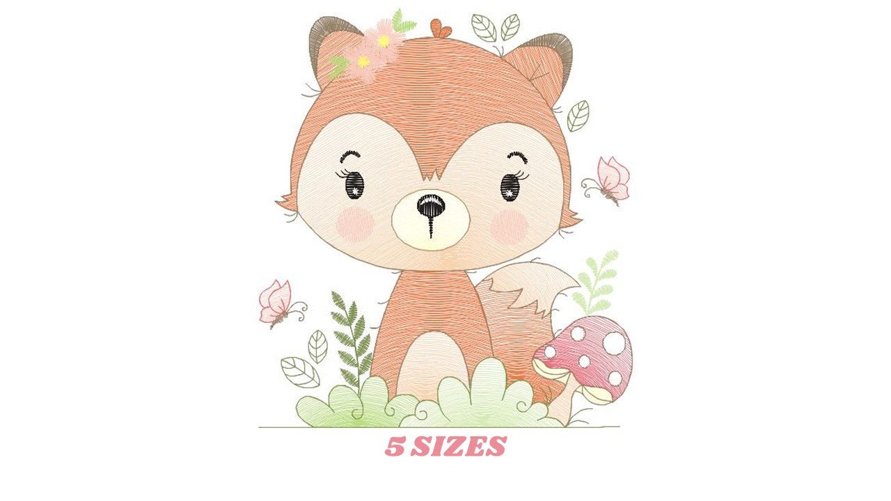 Red Fox embroidery designs - Woodland animal embroidery design machine embroidery pattern - Baby girl embroidery file - instant download PES