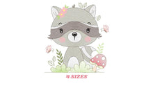 Cargar imagen en el visor de la galería, Raccoon embroidery designs - Woodland Animal embroidery design machine embroidery pattern - Baby girl embroidery file - instant download pes
