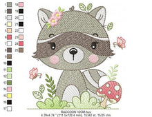 Laden Sie das Bild in den Galerie-Viewer, Raccoon embroidery designs - Woodland Animal embroidery design machine embroidery pattern - Baby girl embroidery file - instant download pes
