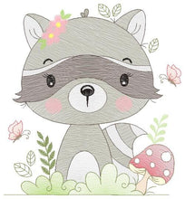 Cargar imagen en el visor de la galería, Raccoon embroidery designs - Woodland Animal embroidery design machine embroidery pattern - Baby girl embroidery file - instant download pes
