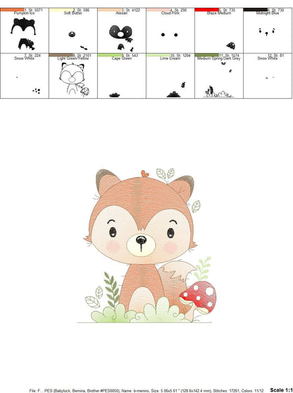 Fox embroidery designs - Red Fox embroidery design machine embroidery pattern - Woodland Animal embroidery file - Baby boy design pes jef