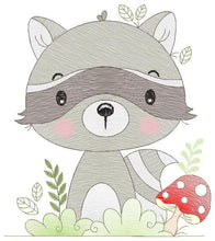 Charger l&#39;image dans la galerie, Raccoon embroidery designs - Animal embroidery design machine embroidery pattern - woodland embroidery file - Baby boy embroidery download
