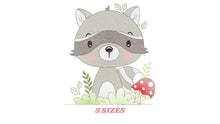 Charger l&#39;image dans la galerie, Raccoon embroidery designs - Animal embroidery design machine embroidery pattern - woodland embroidery file - Baby boy embroidery download
