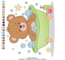 Laden Sie das Bild in den Galerie-Viewer, Bathing Bear embroidery designs - Baby boy embroidery design machine embroidery pattern - Bear with soap bubbles tub embroidery download jef
