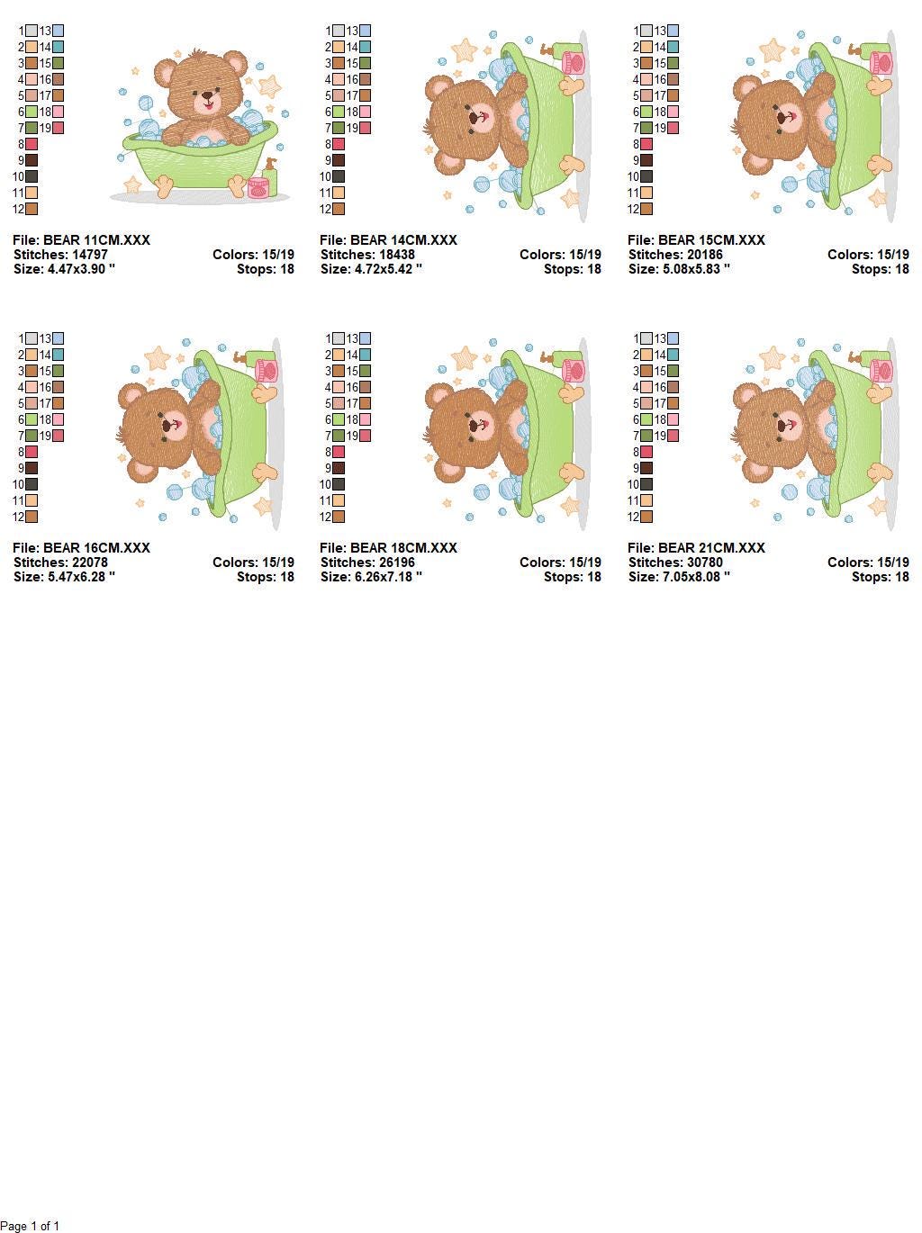 Bathing Bear embroidery designs - Baby boy embroidery design machine embroidery pattern - Bear with soap bubbles tub embroidery download jef