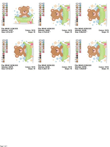 Bathing Bear embroidery designs - Baby boy embroidery design machine embroidery pattern - Bear with soap bubbles tub embroidery download jef