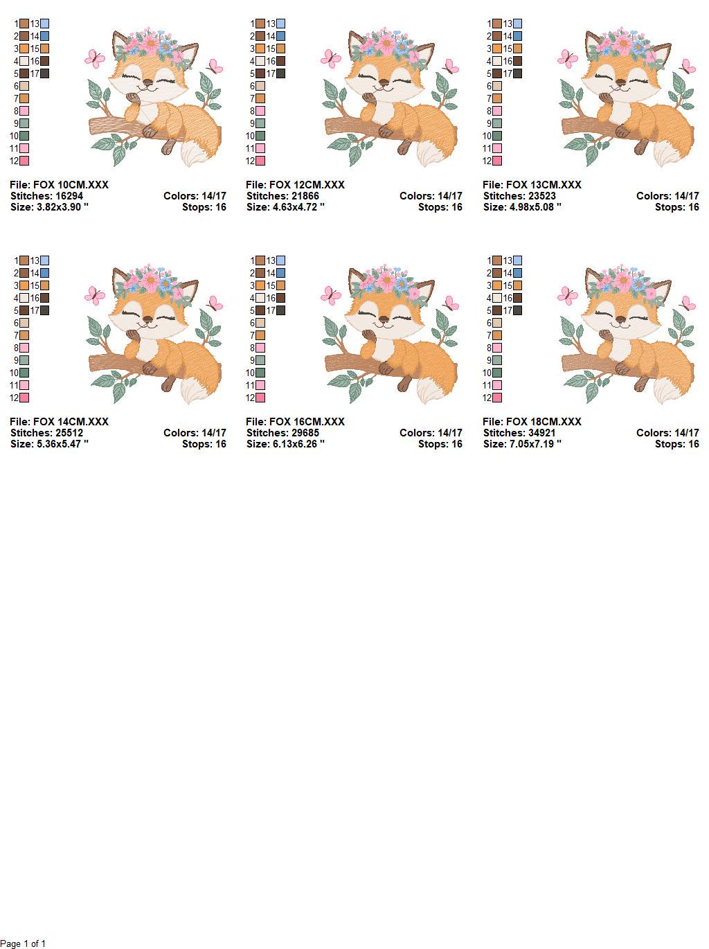 Red Fox embroidery designs - Woodland animal embroidery design machine embroidery pattern - Baby girl embroidery flowers - instant download