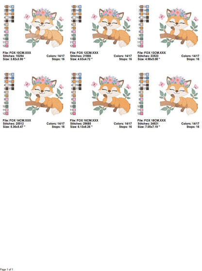 Red Fox embroidery designs - Woodland animal embroidery design machine embroidery pattern - Baby girl embroidery flowers - instant download