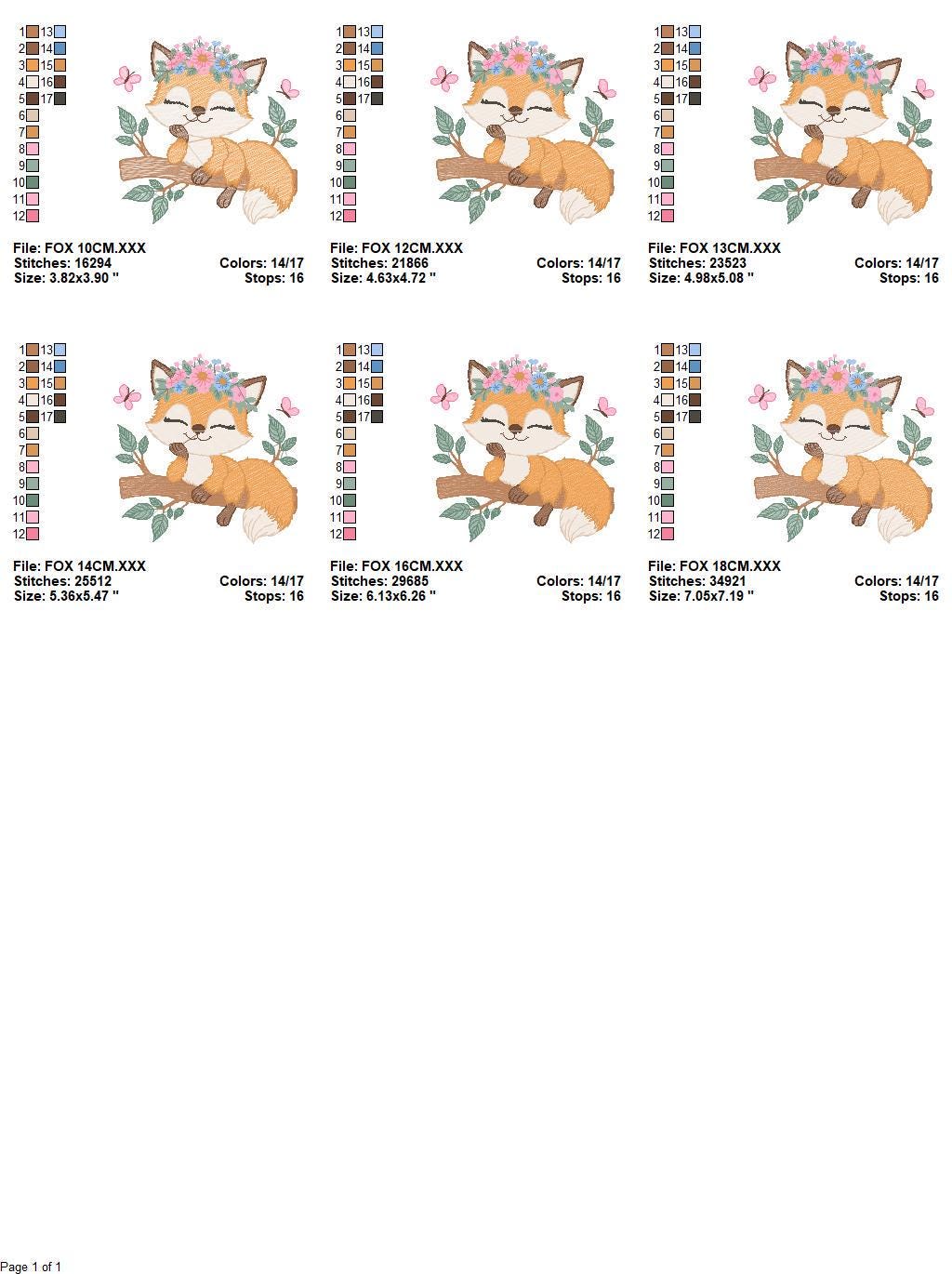 Red Fox embroidery designs - Woodland animal embroidery design machine embroidery pattern - Baby girl embroidery flowers - instant download