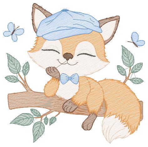 Red Fox embroidery designs - Male Fox with cap embroidery design machine embroidery pattern - Animal embroidery file - instant download pes