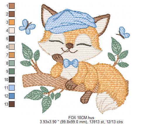 Red Fox embroidery designs - Male Fox with cap embroidery design machine embroidery pattern - Animal embroidery file - instant download pes