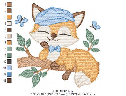 Red Fox embroidery designs - Male Fox with cap embroidery design machine embroidery pattern - Animal embroidery file - instant download pes
