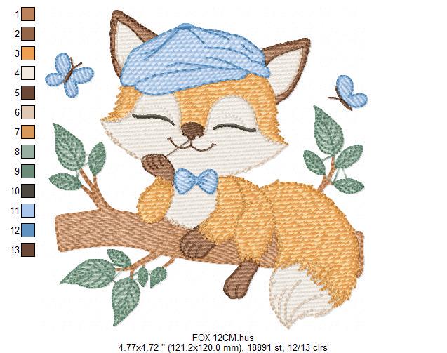Red Fox embroidery designs - Male Fox with cap embroidery design machine embroidery pattern - Animal embroidery file - instant download pes