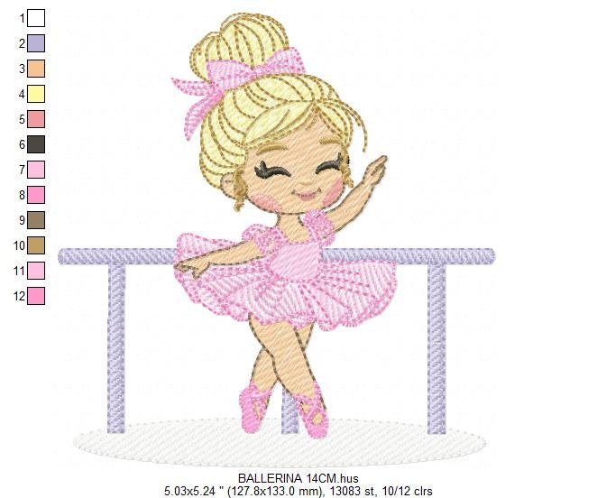 Ballerina embroidery designs - Ballet dancer embroidery design machine embroidery pattern - baby girl embroidery file - instant download pes