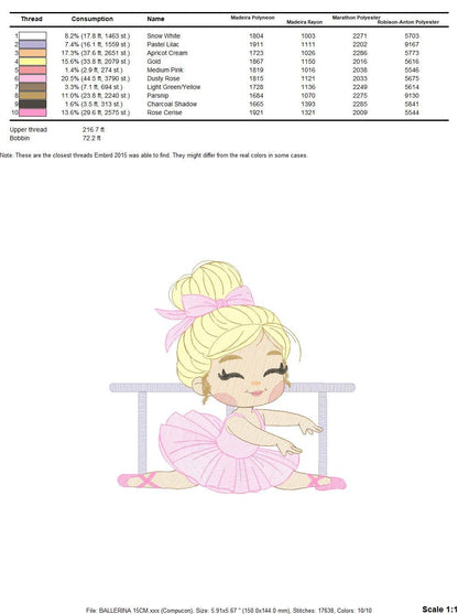 Ballerina embroidery designs - Ballet dancer embroidery design machine embroidery pattern - baby girl embroidery file - instant download hus