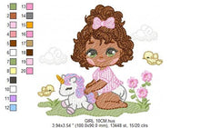 Charger l&#39;image dans la galerie, Baby girl embroidery designs - Children playing embroidery design machine embroidery pattern - Princess flowers unicorn embroidery download
