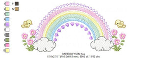 Rainbow embroidery design - Rainbow with clouds embroidery designs machine embroidery pattern - Baby girl embroidery file - digital download