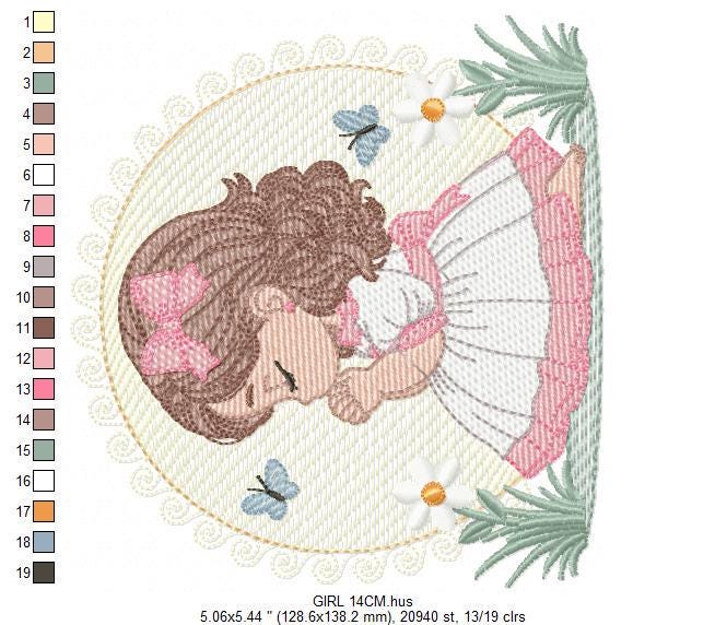 Praying girl embroidery designs - First Communion embroidery design machine embroidery pattern - Christian embroidery file - Christening