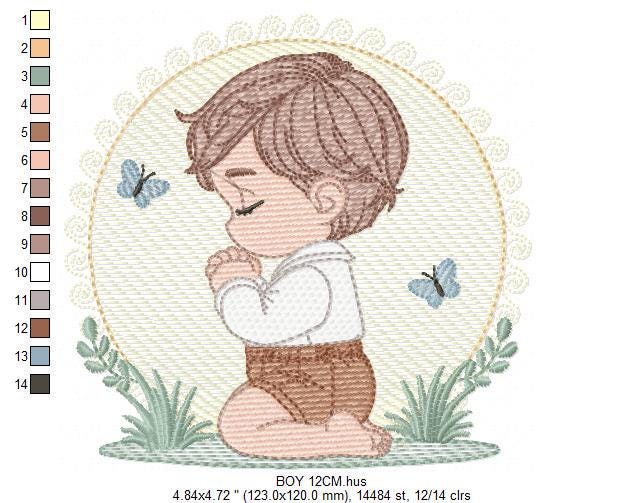 Praying boy embroidery designs - Baby boy embroidery design machine embroidery pattern - Catholic embroidery file - instant download pes jef