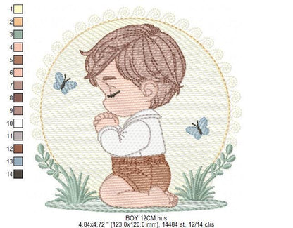 Praying boy embroidery designs - Baby boy embroidery design machine embroidery pattern - Catholic embroidery file - instant download pes jef