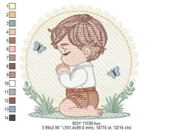 Praying boy embroidery designs - Baby boy embroidery design machine embroidery pattern - Catholic embroidery file - instant download pes jef