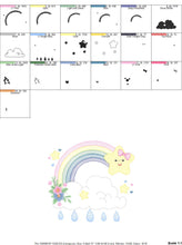 Cargar imagen en el visor de la galería, Rainbow embroidery design - Star rain and cloud embroidery design machine embroidery pattern - Baby girl embroidery file - instant download
