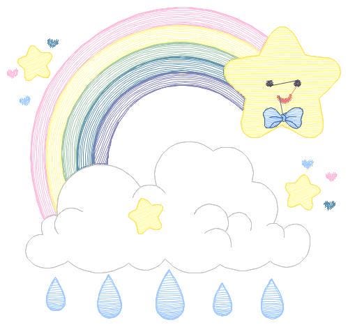 Rainbow embroidery design - Stars rain and cloud embroidery design machine embroidery pattern - Baby boy embroidery file - instant download