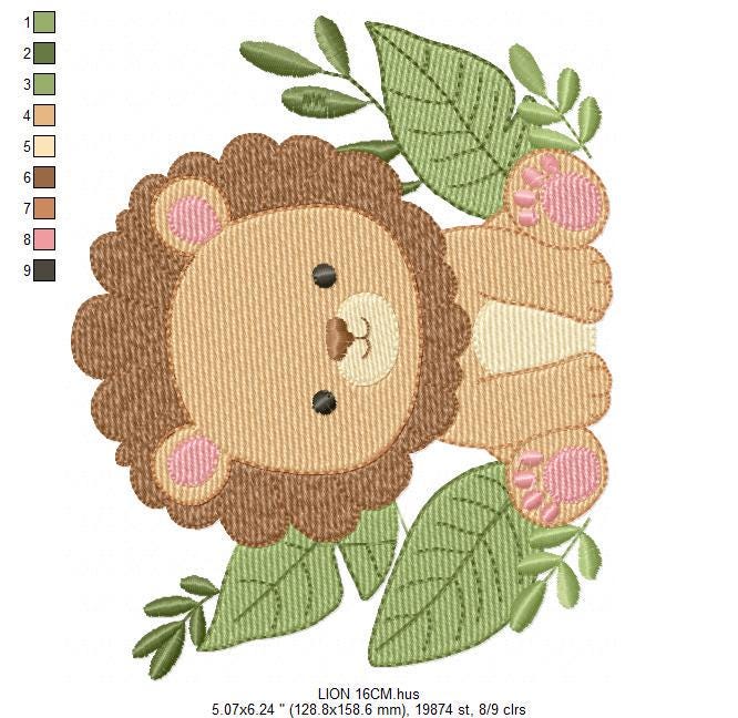 Lion embroidery designs - Safari animal embroidery design machine embroidery pattern - Baby boy embroidery file - Lion King instant download