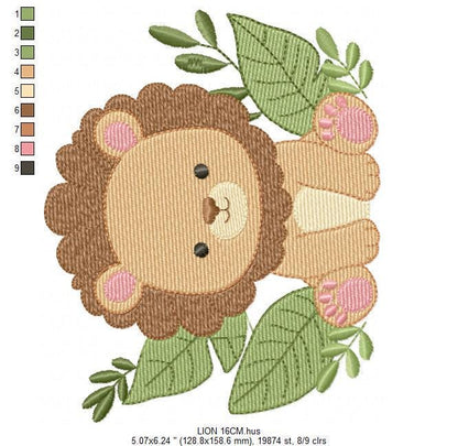 Lion embroidery designs - Safari animal embroidery design machine embroidery pattern - Baby boy embroidery file - Lion King instant download