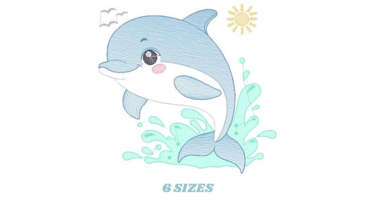 Dolphin embroidery designs - Ocean Fish embroidery design machine embroidery pattern - Sea animal embroidery file - instant download pes jef