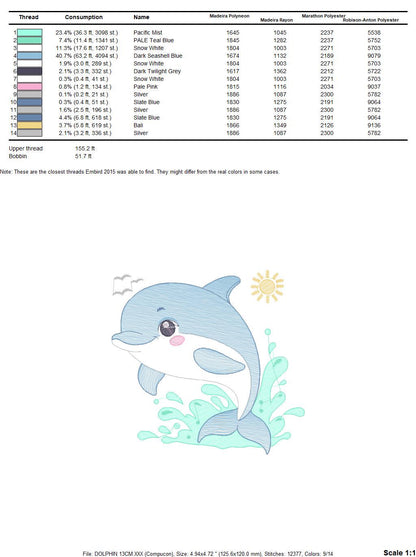 Dolphin embroidery designs - Ocean Fish embroidery design machine embroidery pattern - Sea animal embroidery file - instant download pes jef