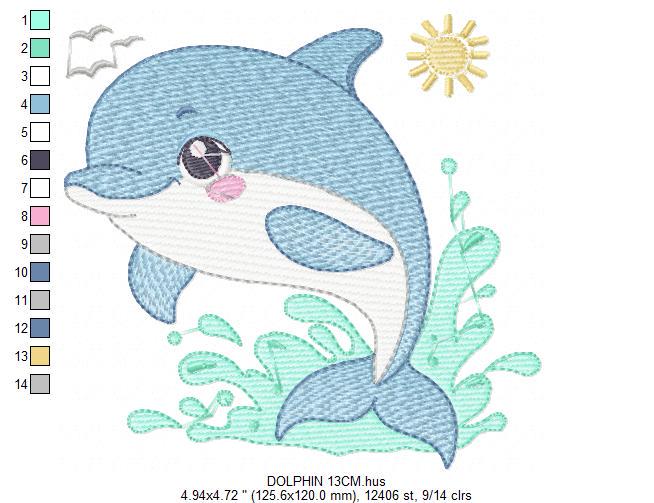 Dolphin embroidery designs - Ocean Fish embroidery design machine embroidery pattern - Sea animal embroidery file - instant download pes jef