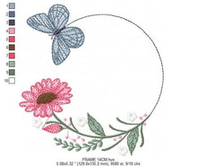 Charger l&#39;image dans la galerie, Butterfly Frame embroidery design - Delicate Flowers embroidery designs machine embroidery pattern - Towel embroidery - instant download pes
