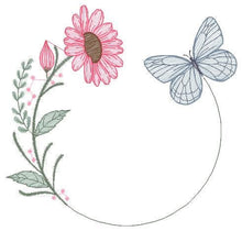 Laden Sie das Bild in den Galerie-Viewer, Butterfly Frame embroidery design - Delicate Flowers embroidery designs machine embroidery pattern - Towel embroidery - instant download pes
