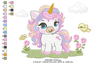 Unicorn embroidery designs - Baby Girl embroidery design machine embroidery pattern - Unicorns embroidery file - Fairy tale magical Fantasy