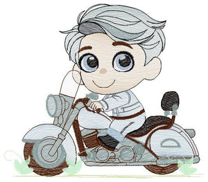 Boy with motorcycle embroidery designs - Baby Boy embroidery design machine embroidery pattern - Motorcyclist Biker Chopper ride download