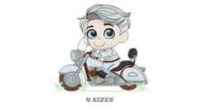 Laden Sie das Bild in den Galerie-Viewer, Boy with motorcycle embroidery designs - Baby Boy embroidery design machine embroidery pattern - Motorcyclist Biker Chopper ride download
