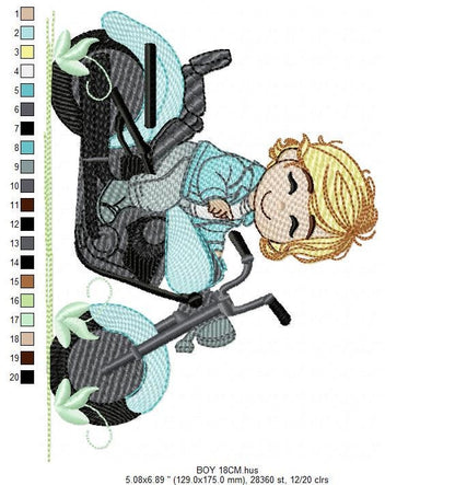 Boy with bike embroidery designs - Baby Boy embroidery design machine embroidery pattern - Motorcycle Chopper Scooter Hog Motorcyclist pes