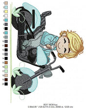 Laden Sie das Bild in den Galerie-Viewer, Boy with bike embroidery designs - Baby Boy embroidery design machine embroidery pattern - Motorcycle Chopper Scooter Hog Motorcyclist pes
