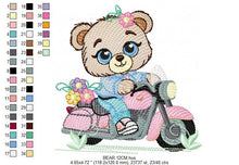 Laden Sie das Bild in den Galerie-Viewer, Bear with bike embroidery designs - Motorcycle embroidery design machine embroidery pattern - Baby boy embroidery file - Biker Bear Scooter
