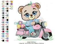 Load image into Gallery viewer, Bear with bike embroidery designs - Motorcycle embroidery design machine embroidery pattern - Baby boy embroidery file - Biker Bear Scooter
