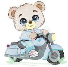 Load image into Gallery viewer, Male Bear with bike embroidery designs - Bear embroidery design machine embroidery pattern - Baby boy embroidery file - instant download pes
