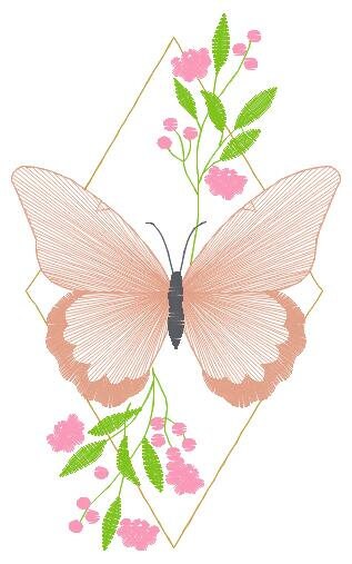 Butterfly embroidery designs - Flowers embroidery design machine embroidery pattern - Kitchen towel embroidery file - instant download pes