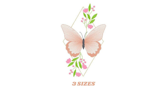 Butterfly embroidery designs - Flowers embroidery design machine embroidery pattern - Kitchen towel embroidery file - instant download pes