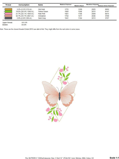 Butterfly embroidery designs - Flowers embroidery design machine embroidery pattern - Kitchen towel embroidery file - instant download pes